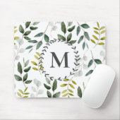 Monogrammed groene eucalyptus tropische bladeren muismat (Met muis)