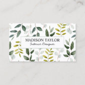 Monogrammed groene eucalyptus tropische bladeren visitekaartje (Voorkant)