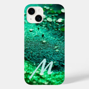 Monogrammed Groene Glitter Case-Mate iPhone 14 Hoesje