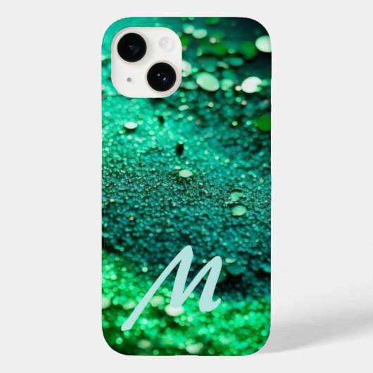 Monogrammed Groene Glitter Case-Mate iPhone Case (Achterkant)