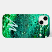 Monogrammed Groene Glitter Case-Mate iPhone Case (Achterkant (horizontaal))
