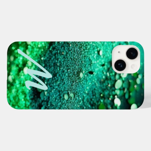 Monogrammed Groene Glitter Case-Mate iPhone Case (Achterkant (horizontaal))