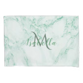 Monogrammed groene marmer kussensloop (Voorkant)