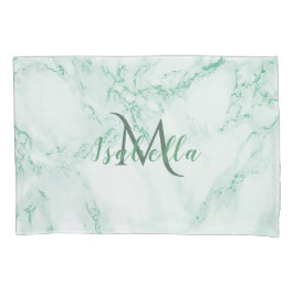 Monogrammed groene marmer kussensloop