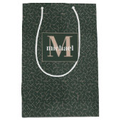 Monogrammed Groene Tan Geometrische Print Vaderdag Medium Cadeauzakje (Voorkant)