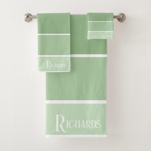 Monogrammed Groene tinten met wit Bad Handdoek (Insitu)