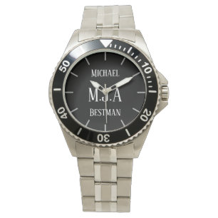 Monogrammed Groomsman Bestman Father Groom Bride Horloge