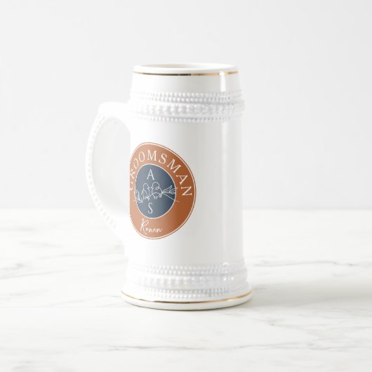 Monogrammed Groomsmen Bierpul (Voorkant links)