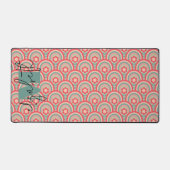 Monogrammed Groovy Geometrische Bloemen Bureaumat (Voorkant)