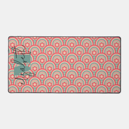 Monogrammed Groovy Geometrische Bloemen Bureaumat