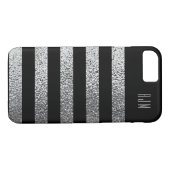 Monogrammed grunge SILVER Stripes Zwart Achtergron Case-Mate iPhone Case (Achterkant (Horizontaal))