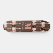 Monogrammed Guitar Pattern Brown Persoonlijk Skateboard (Horizontaal)
