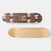 Monogrammed Guitar Pattern Brown Persoonlijk Skateboard (Horizontaal)