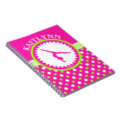 Monogrammed Gymnastics Pink and Green Polka-Stippe Notitieboek (Rechterzijde)