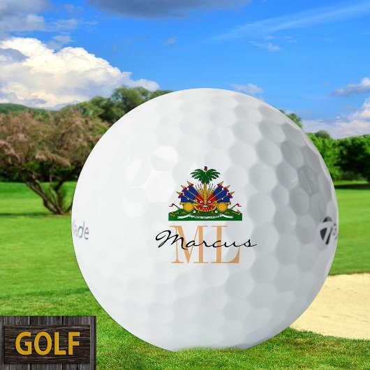 Monogrammed Haïtiaanse vlag, Emblem & Haïti Golf B Golfballen