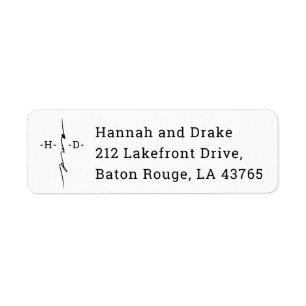 Monogrammed Hand Lettered Chic Cross Return Etiket