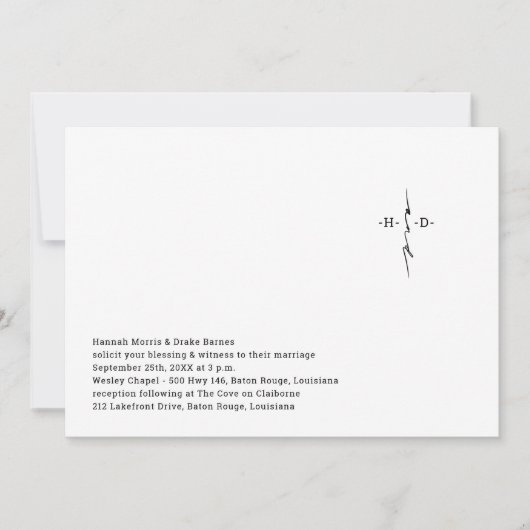 Monogrammed Hand Lettered Chic Cross Wedding Kaart (Voorkant)