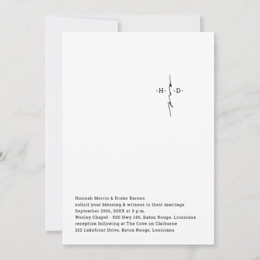 Monogrammed Hand Lettered Chic Cross Wedding Kaart (Voorkant)