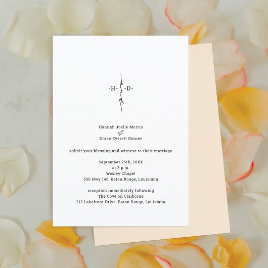 Monogrammed Hand Lettered Christelijk Cross Weddin Kaart