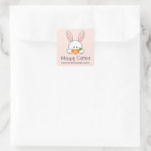 Monogrammed Happy Paast Bunny Seals Roze Vierkante Sticker (Tas)