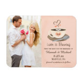 Monogrammed Heart Blush Coffee Cup Save the Date Magneet (Horizontaal)
