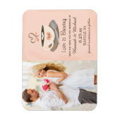 Monogrammed Heart Blush Coffee Cup Save the Date Magneet (Verticaal)