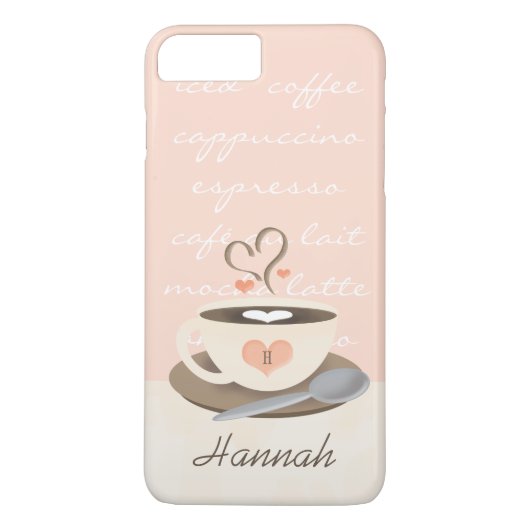 Monogrammed Heart Coffee Cup Case-Mate iPhone Case (Achterkant)