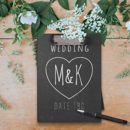 Monogrammed Heart Rustic Black Wedding Clipboard Klembord