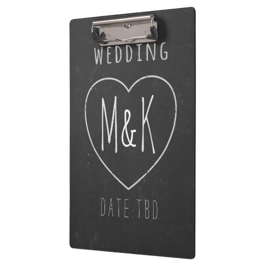 Monogrammed Heart Rustic Black Wedding Clipboard Klembord (Links)