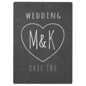 Monogrammed Heart Rustic Black Wedding Clipboard Klembord (Achterkant)