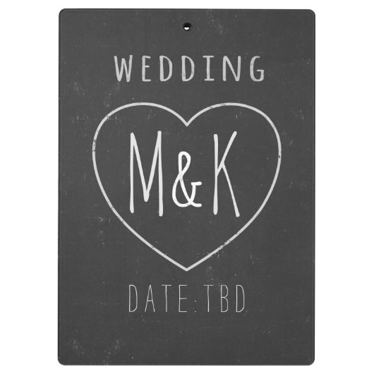 Monogrammed Heart Rustic Black Wedding Clipboard Klembord (Achterkant)