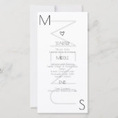Monogrammed Heart Wedding Black White Menu (Voorkant)