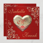 Monogrammed HEART Wedding or JUBILEUM Invitati Kaart (Voorkant / Achterkant)