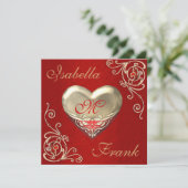 Monogrammed HEART Wedding or JUBILEUM Invitati Kaart (Staand voorkant)