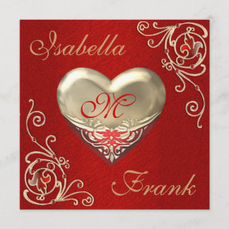 Monogrammed HEART Wedding or JUBILEUM Invitati Kaart