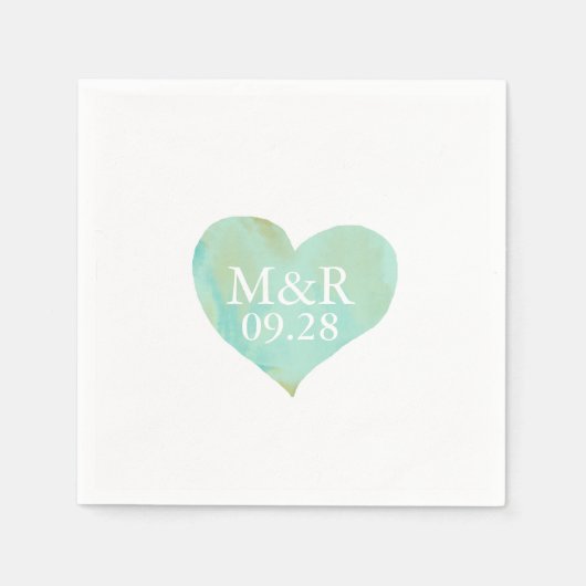 Monogrammed Heart Wedding Servetten (Voorkant)
