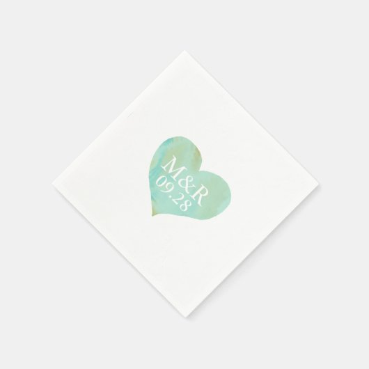 Monogrammed Heart Wedding Servetten (Hoek)