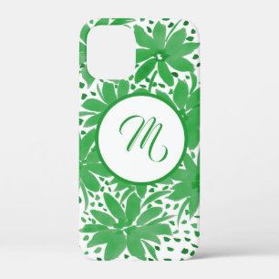 Monogrammed hedendaagse groene Floral Case-Mate iPhone Case