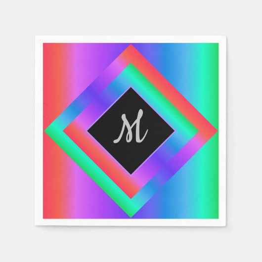 Monogrammed Heldere Pastel Regenboog Servet (Voorkant)