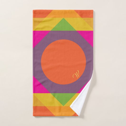 Monogrammed helderkleurig geometrisch patroon bad handdoek (Handdoek)