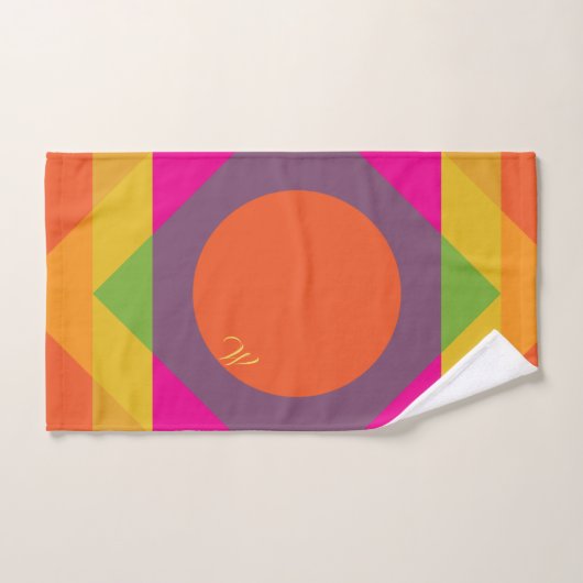 Monogrammed helderkleurig geometrisch patroon bad handdoek (Handdoek)