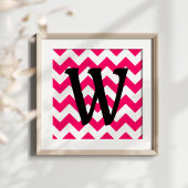 Monogrammed Helderroze Zigzag Poster