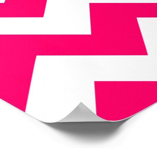 Monogrammed Helderroze Zigzag Poster (Hoek)