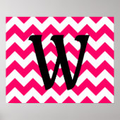 Monogrammed Helderroze Zigzag Poster (Voorkant)