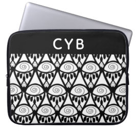 Monogrammed Henna Pattern Electronics Bag Laptop Sleeve