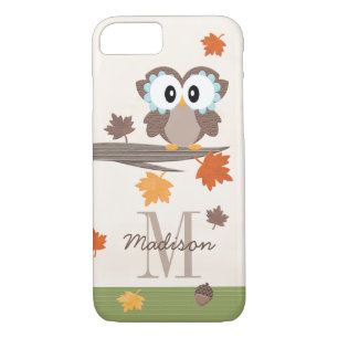 Monogrammed Herfst Owl iPhone 8/7 Hoesje