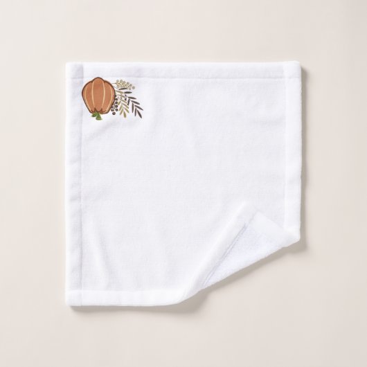 Monogrammed herfstpompoen patch bad handdoek (Wasdoekje)