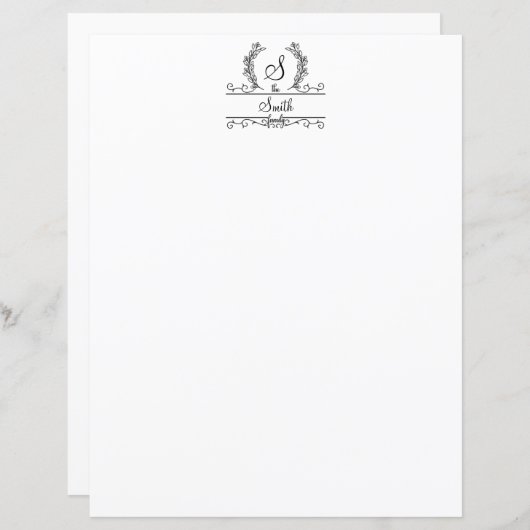Monogrammed het Briefpapier Manuscript van de Naam (Voorkant / Achterkant)