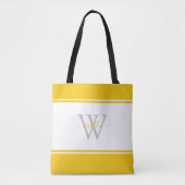 Monogrammed het Initiaal van het Manuscript Geel Tote Bag (Voorkant)