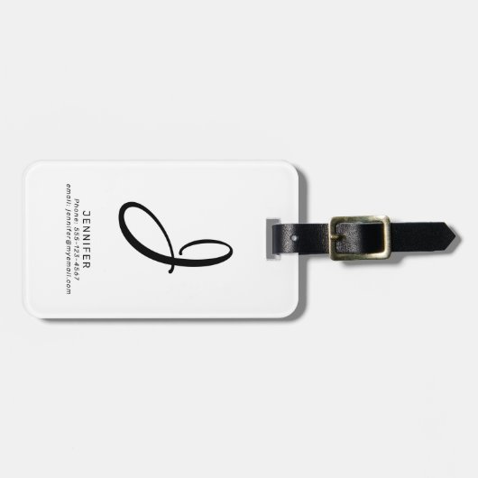 Monogrammed het Witte Bagagelabel van de Tekst van (Voorkant horizontaal)